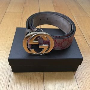 Men’s Gucci Belt red, tan, gold